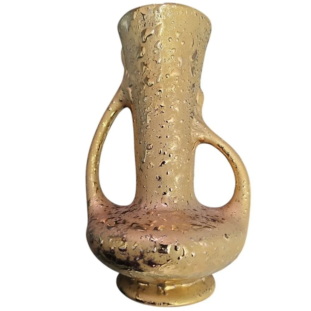 Vintage Dream Art Studios 22KT‎ Gold Textured Vase with Handles USA Made